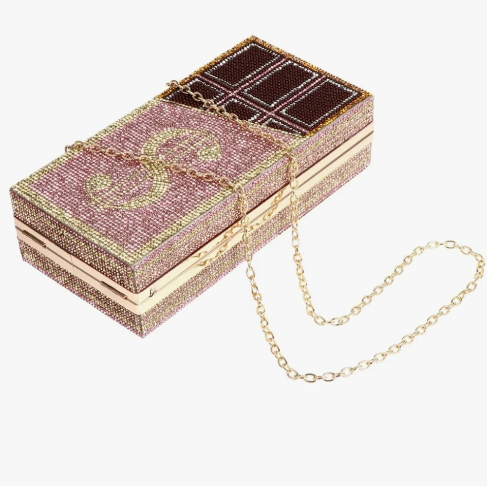 Elegant Pink and Gold Clutch Bag